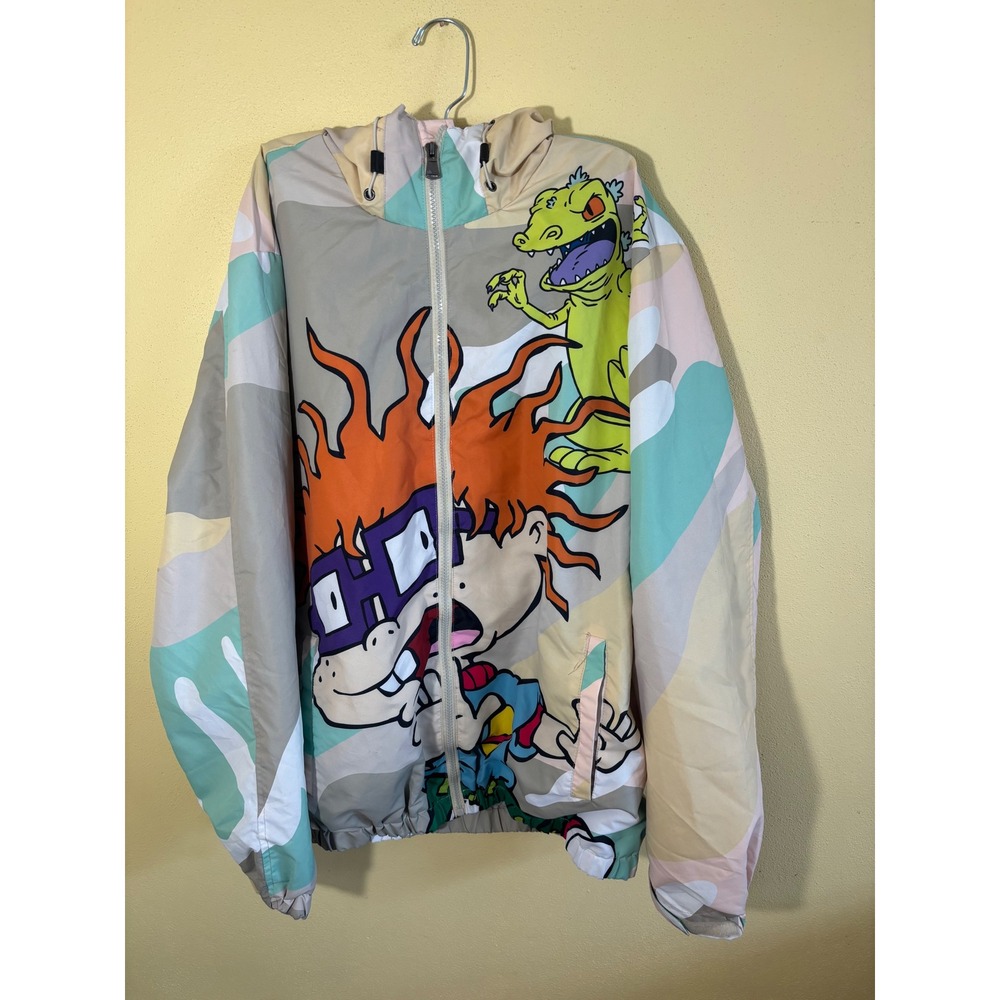 Members Only Nickelodeon Rugrats Windbreaker Jacket XL Camo Chuckie Reptar‎